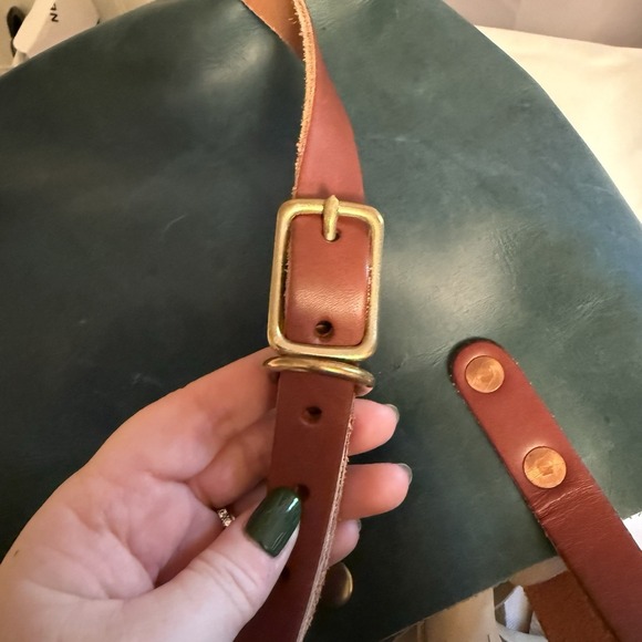 KMM & Co. MINI TOTE BAG ATLANTIC BLUE LEATHER CROSSBODY SHOULDER BAG TASSEL EUC - Picture 10 of 16